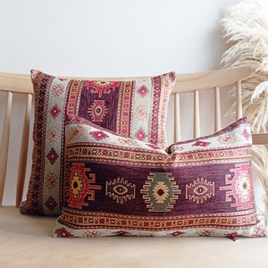 Large Turkish Kilim Upholstery Lumbar Pillow Cover 16x24 Kilim Pillow Decorative Turkish Pillow Cover Kilim Design Chenille Pillow Cover image 5