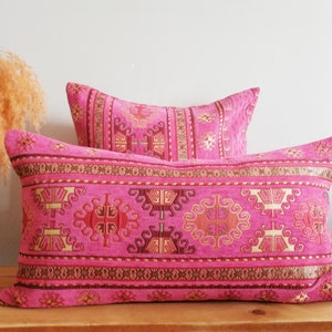 Pink Lumbar Pillow Pink Kilim Pillow Velvet Pillow Pink Sham Pillow Decorative Pink Pillow Pink Lumbar Pillow All SIZES Pink Lumbar Pillow