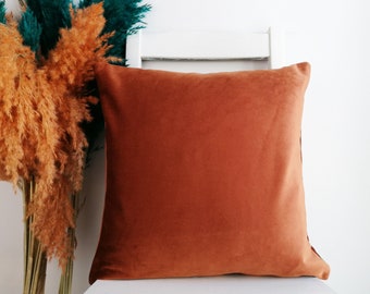 Velvet Pillow Cover Rust Pillow Cover Soft Velvet Decorative Pillow Luxury Upholstery  Pillow Cover