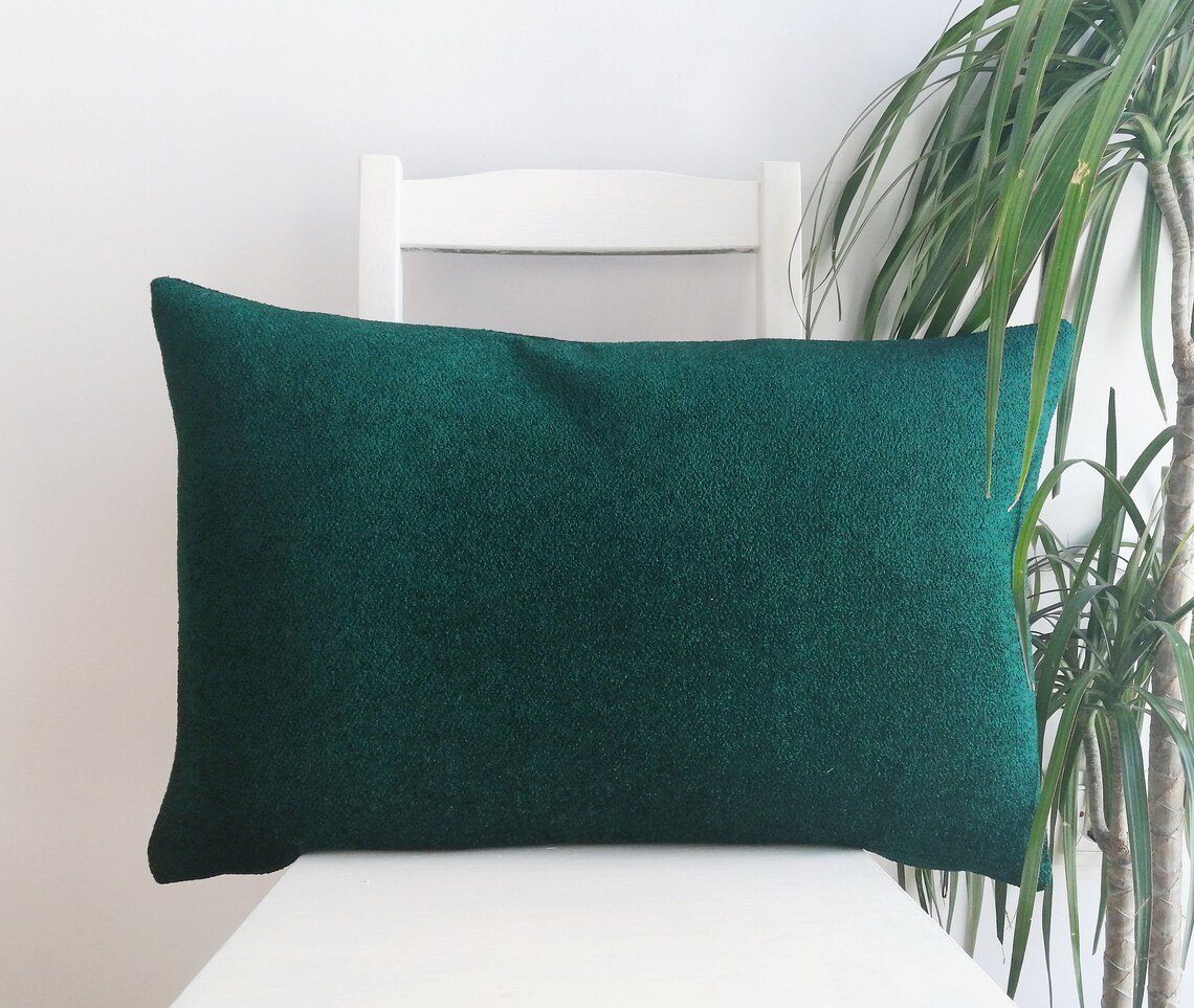 Green Large Boucle Lumbar Pillow Cover Decoratiev Pilllow Etsy