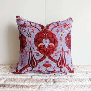Pale Purple Floral Pillow Cover: Velvet Chenille Orient Home Decor