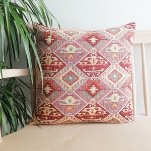 Turkish Kilim Pillow  Rust Pillow Cover Boho Pillow Kilim Pattern Throw Pillow Decorative Sofa Bed Pillows - 16x16, 20x20, 12x24, 16x24