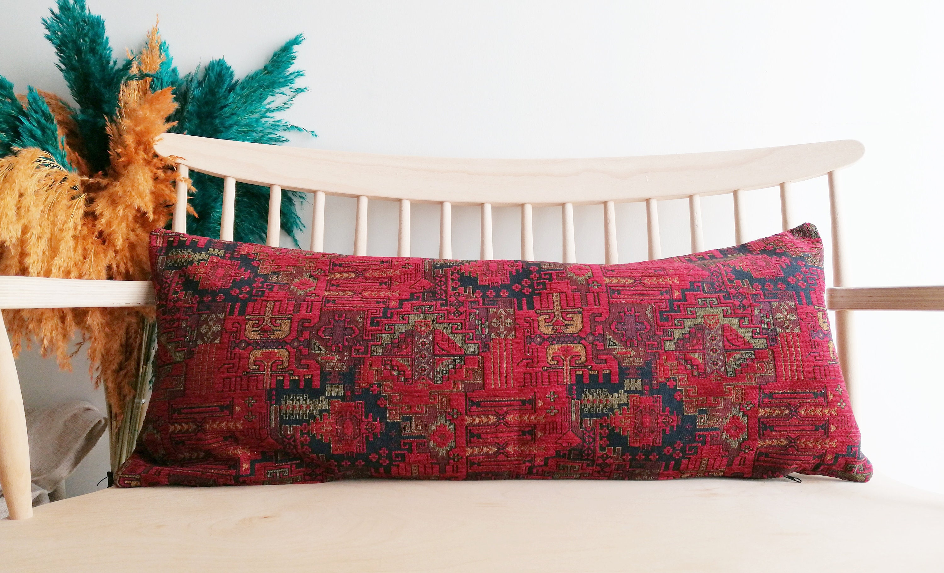 14x36 Dark Red Lumbar Pillow Cover Thick and Soft Velvet Etsy