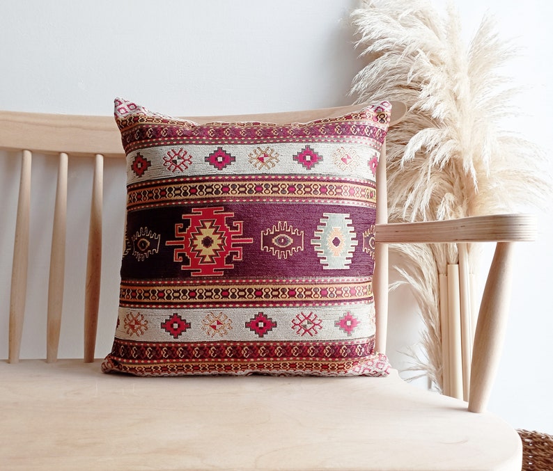 Large Turkish Kilim Upholstery Lumbar Pillow Cover 16x24 Kilim Pillow Decorative Turkish Pillow Cover Kilim Design Chenille Pillow Cover image 2