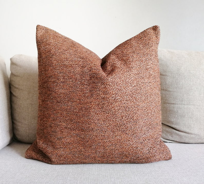 ALL SIZE Rust Lumbar Pillow Cover Dark Mustard Throw Pillow Brown Textured Pillow Neutral Throw Pillow Rust Lumbar Pillow 12x20 12x24 12x36 image 3