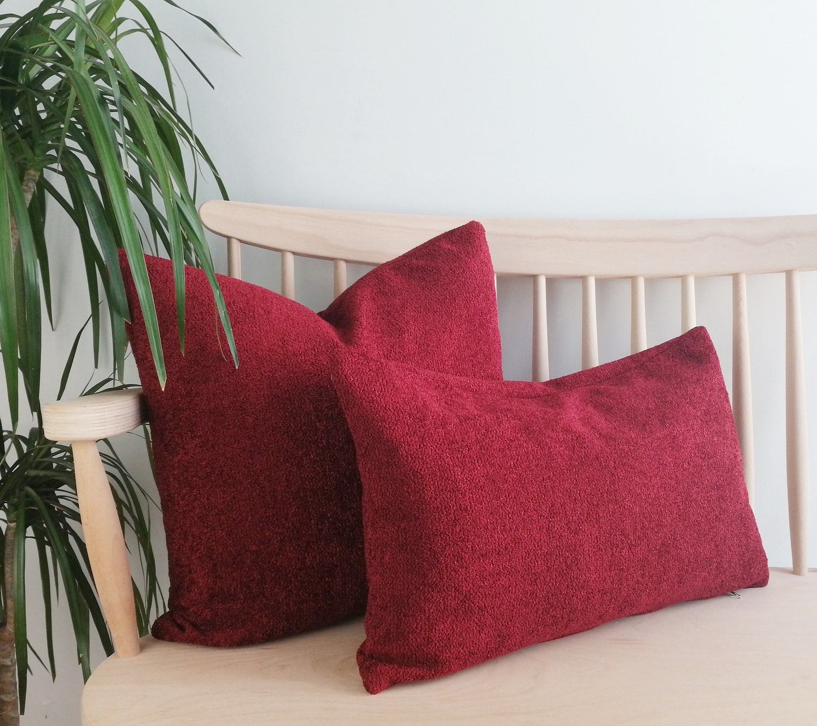 Boucle Red Lumbar Pillow Cover Decorative Throw Pillows Red Etsy UK