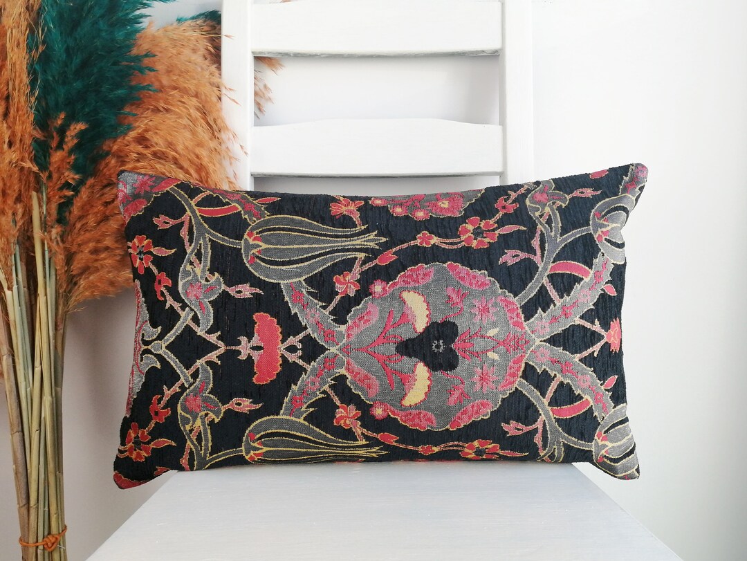 Luxury Black Velvet Lumbar Pillow Cover 12x20, 12x24, 16x24 All Sızes