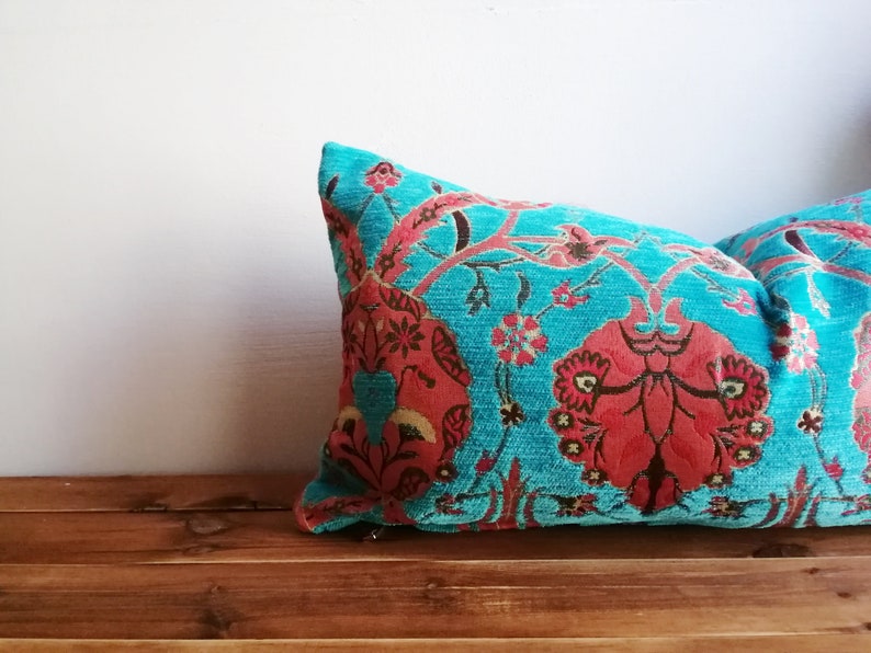 16x24 geometric decorative pillows,blue lumbar pillow cover image 3