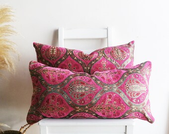 Pink Velvet Chenille Pillow Cover: Boho Decorative Throw Pillow