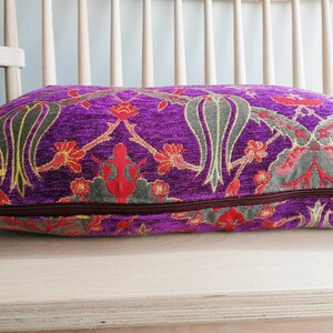 16''x24'' Kilim Pillow Beautiful Floral Turkish Design Pillow Cover Purple Pillow Cover Large Şumbar Pillow Cover image 4