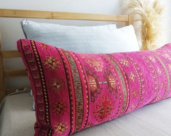 Pink Lumbar Pillow Pink Kilim Pillow Velvet Pillow Pink Sham Pillow Decorative Pink Pillow Pink Lumbar Pillow All SIZES Pink Lumbar Pillow