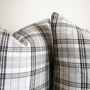 Grey and Beige Neutral Pillow Cover Beige Bohemian Pillow Cover Woven Textured Plaid Lumbar Pillow Plaid Grey Pillow Cover image 7