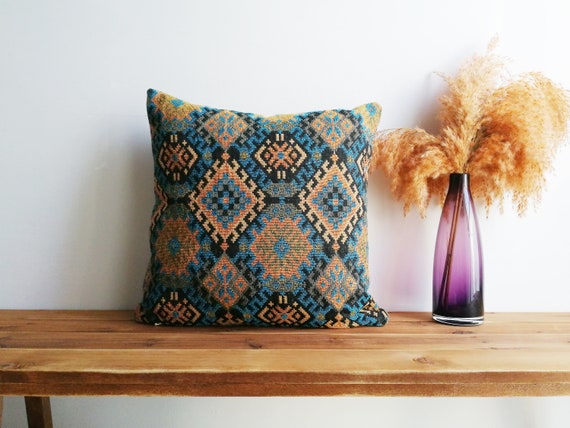 Turquoise Blue Turkish Kilim Pillow Lumbar Pillow Cover 16x24 Turkish Boho Lumbar Pillow Kilim Pattern Large Pillow Velvet Decorative Pillow Etsy