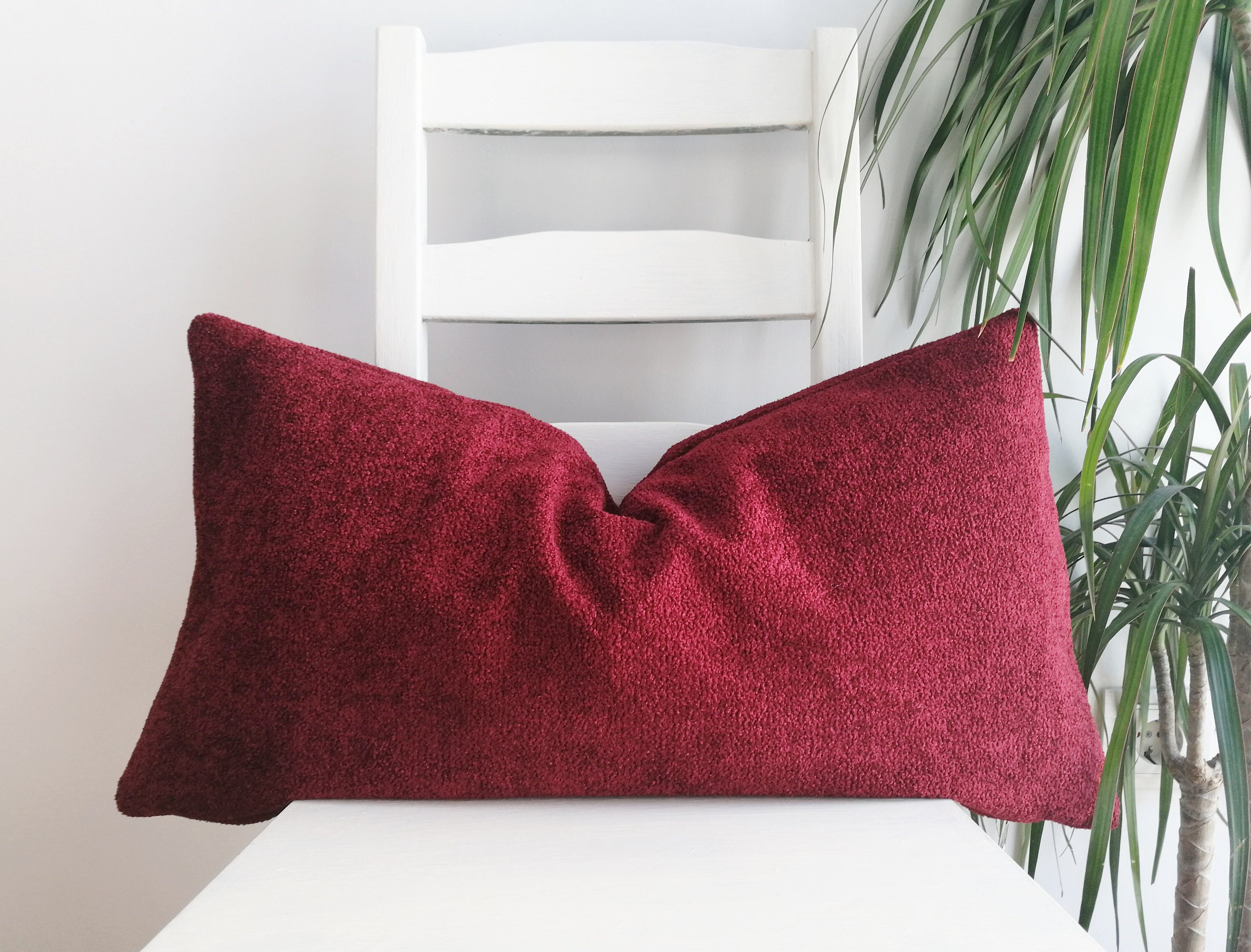 Red Lumbar Pillow Boucle Decoratiev Lumbar Pilllow Cover Etsy