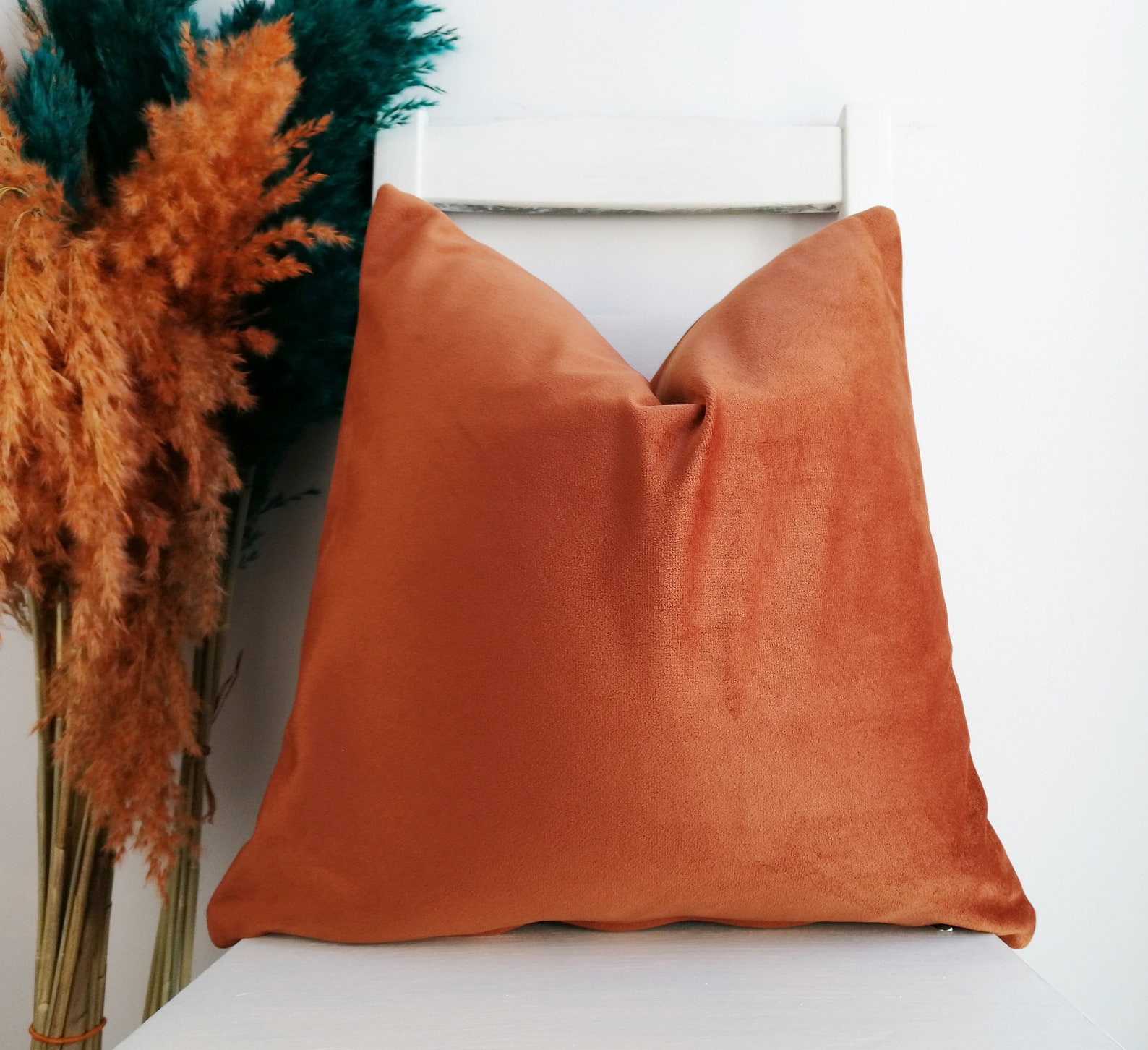 Velvet Rust Pillow Cover Terracota Pillow Cover 16x16 Soft Etsy