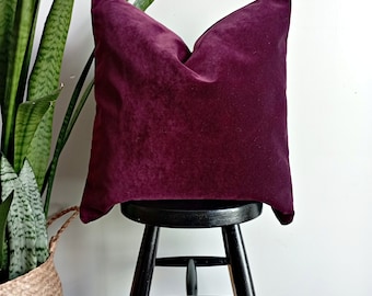 Dark Plum Velvet Pillow Cover, Soft Reversible Throw Pillow