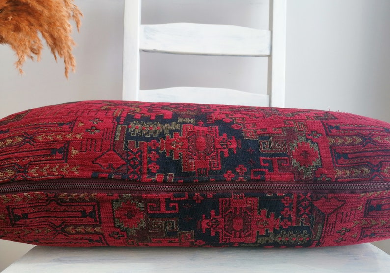Dark Red Turkish Kilim Pillow Lumbar Pillow Cover 16x24 Etsy