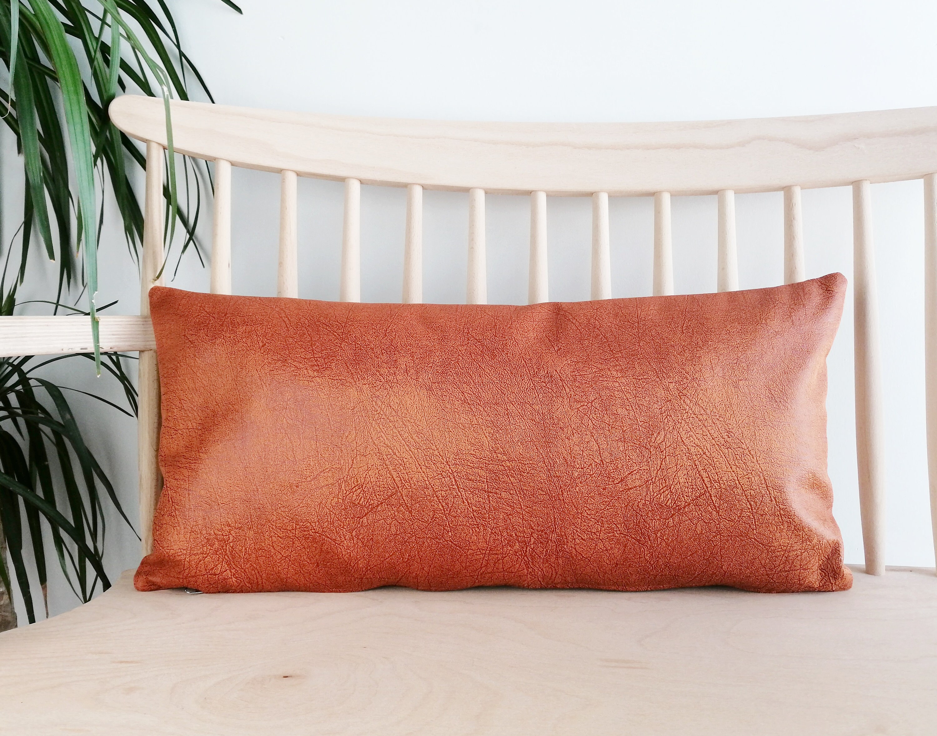 12x24 Leather Lumbar Pillow Cover Rust Pillow Cover Etsy