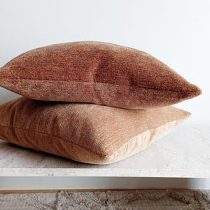 Camel Chenille Throw Pillow Cover: Soft Woven Cotton, Reversible - USA Customs Fees Included