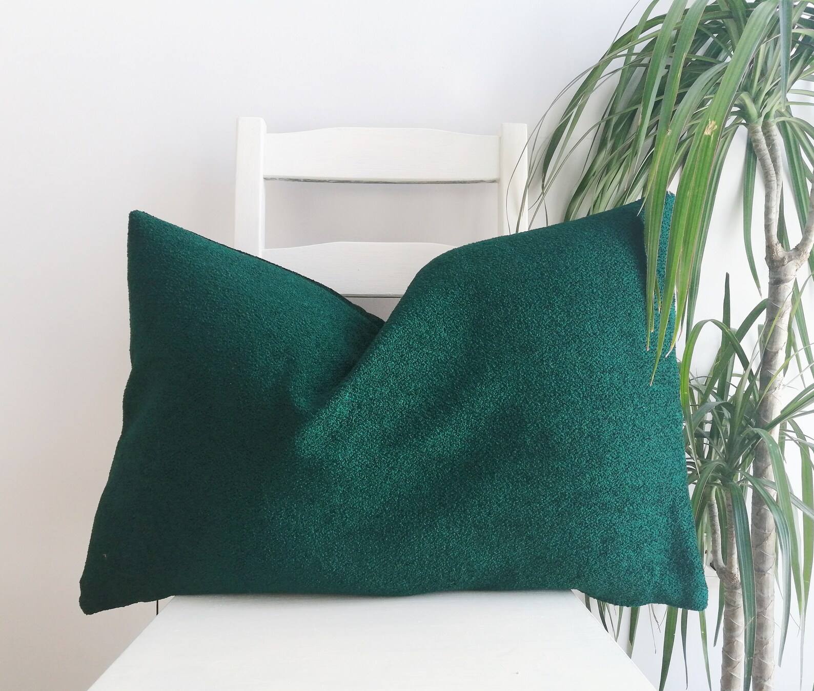 Green Large Boucle Lumbar Pillow Cover Decoratiev Pilllow Etsy