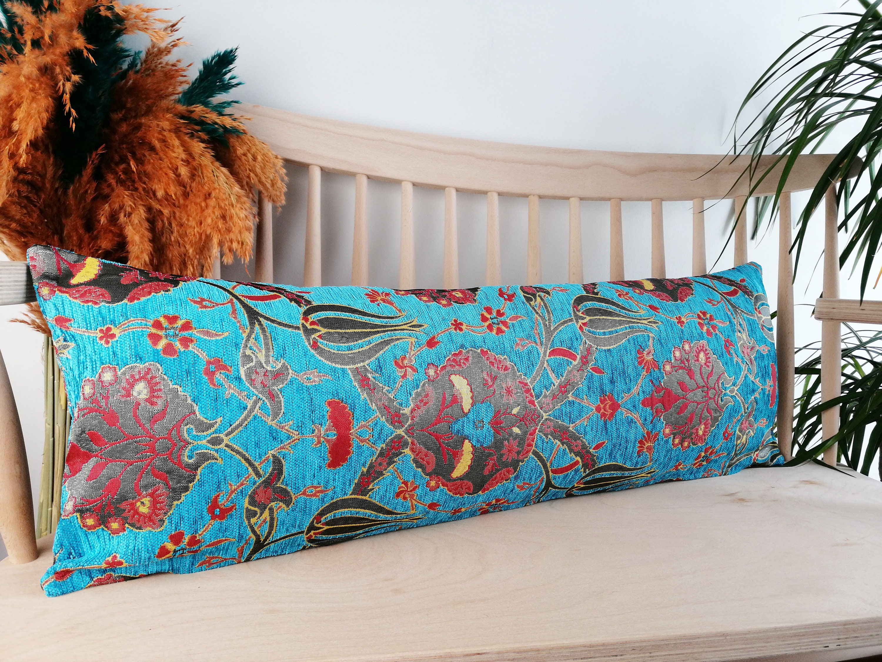 Turquoise Lumbar Pillow Cover Long Bedding Lumbar Pillow Etsy