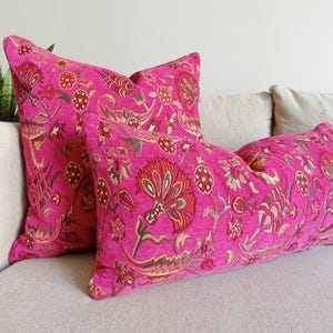 Pink Velvet Lumbar Pillow Cover: Woven Chenille Decorative Sham
