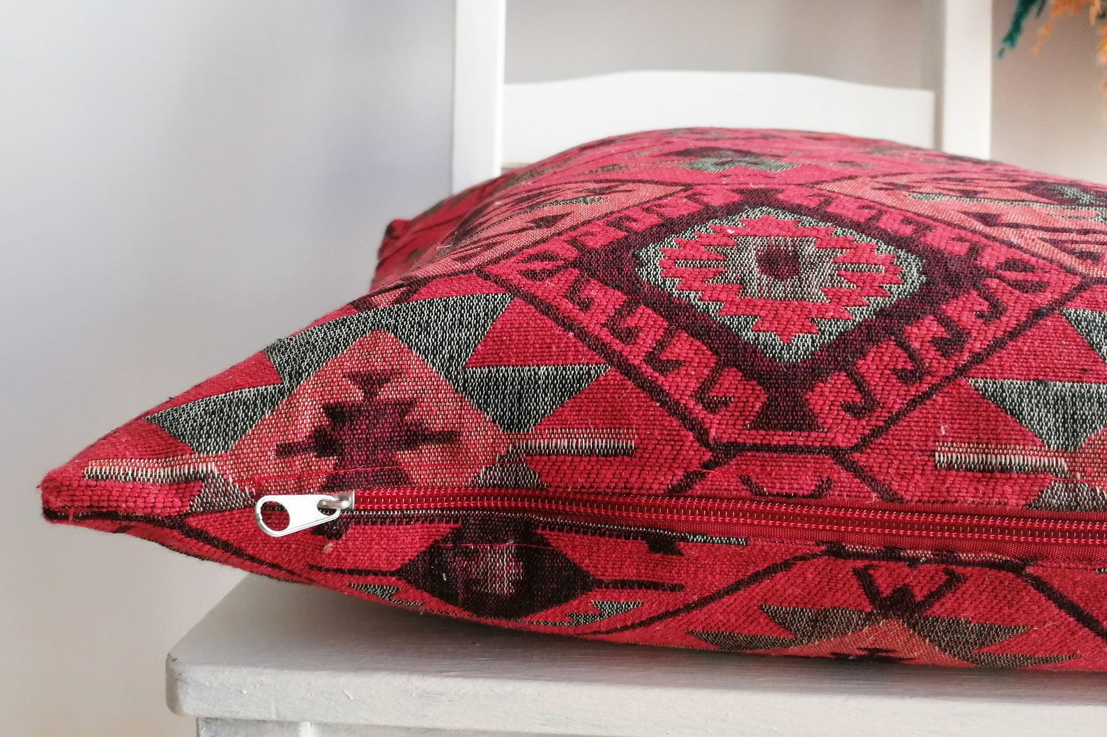 Turkish Kilim Pillow Woven Cotton Fabric Turkish Pillow Kilim Etsy