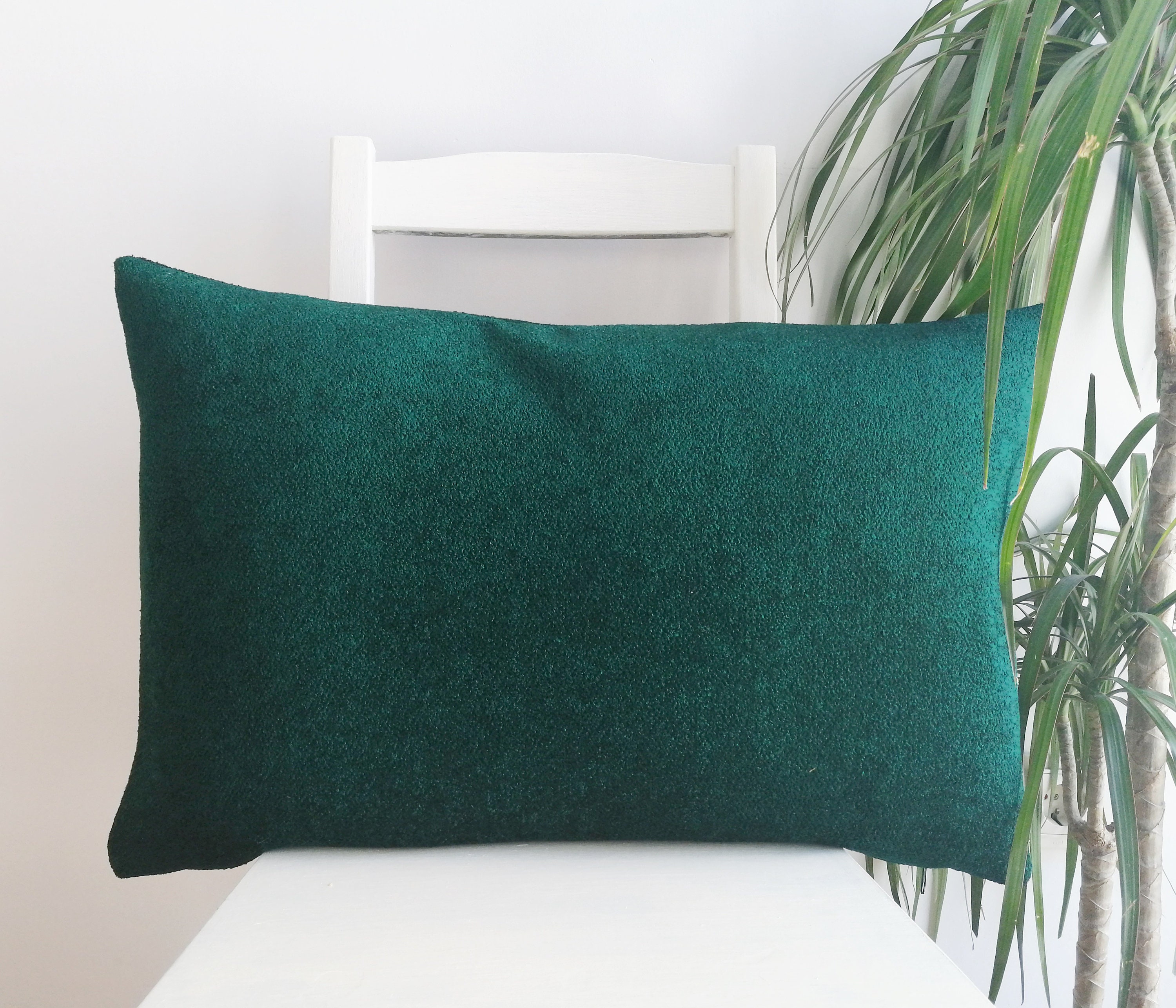 Green Large Boucle Lumbar Pillow Cover Decoratiev Pilllow Etsy