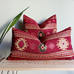 Rust Red Orient Throw Pillow Turkish Kilim Pillow Red Throw Pillow Euro Sham Red Lumbar Pillow All Size Red Throw Pillow Kilim Pillow