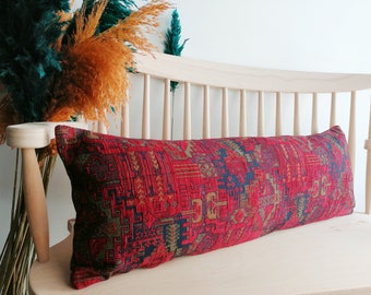 Dark Red Lumbar Pillow Cover Thick and Soft Velvet Upholstery, Decorative Pillow Lumbar Pillow