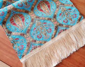 Long Turkish Table Runner, Turquoise Table Runner 56''x17'' Ottoman Style Table Runner, Bohemian Home Decor