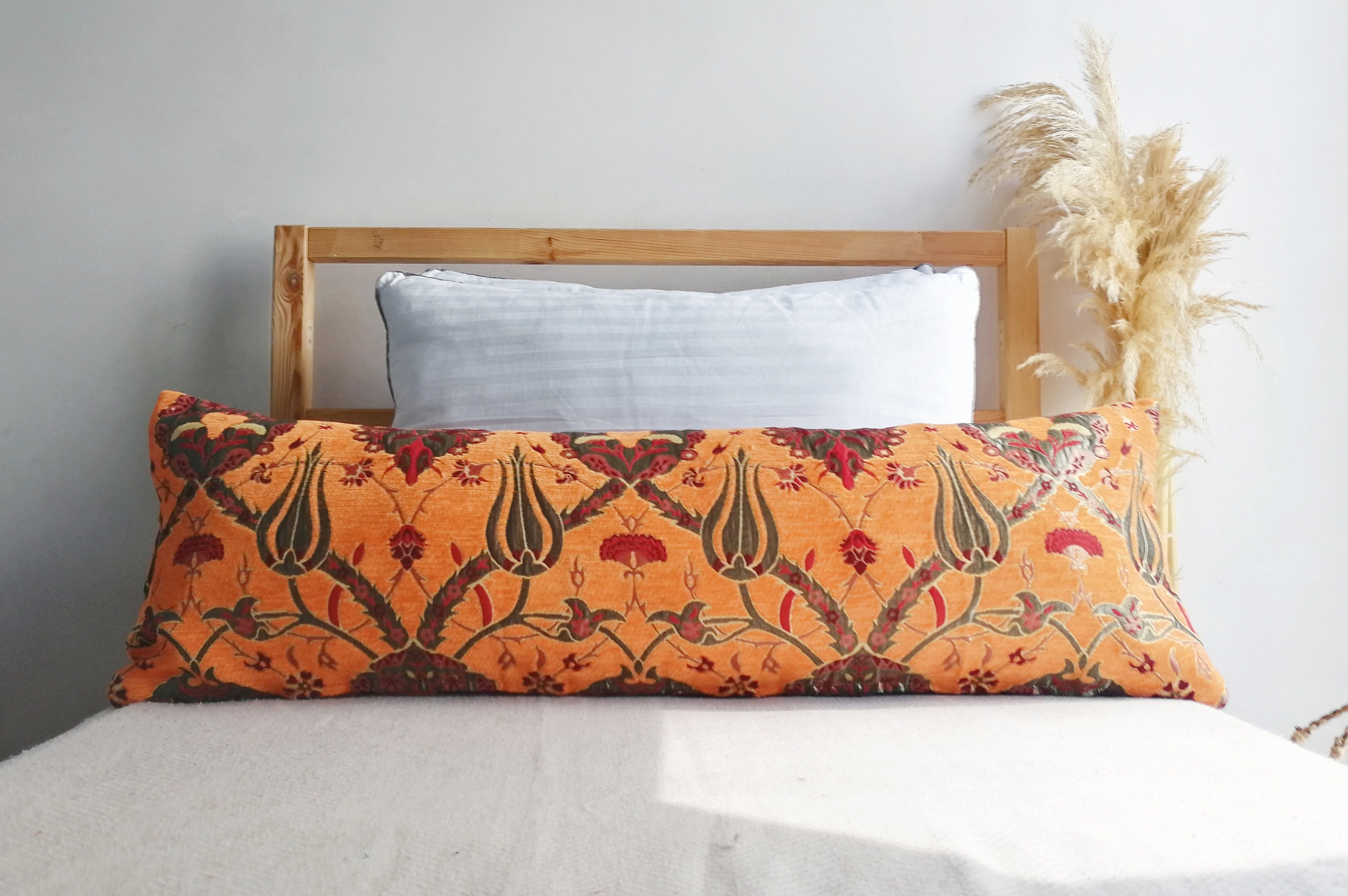 20x54 Body Pillow Cover Orange Long Lumbar Pillow Turkish Lumbar Pillow Decorative Lumbar Pillow Cover  All Custom Sizes Decorative Pillows