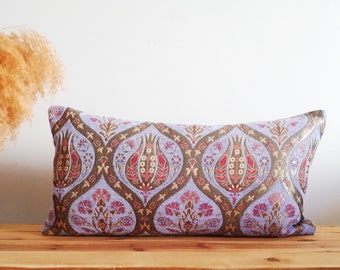 Purple Velvet Pillow Cover: Woven Cotton Throw Pillow, Boho Accent