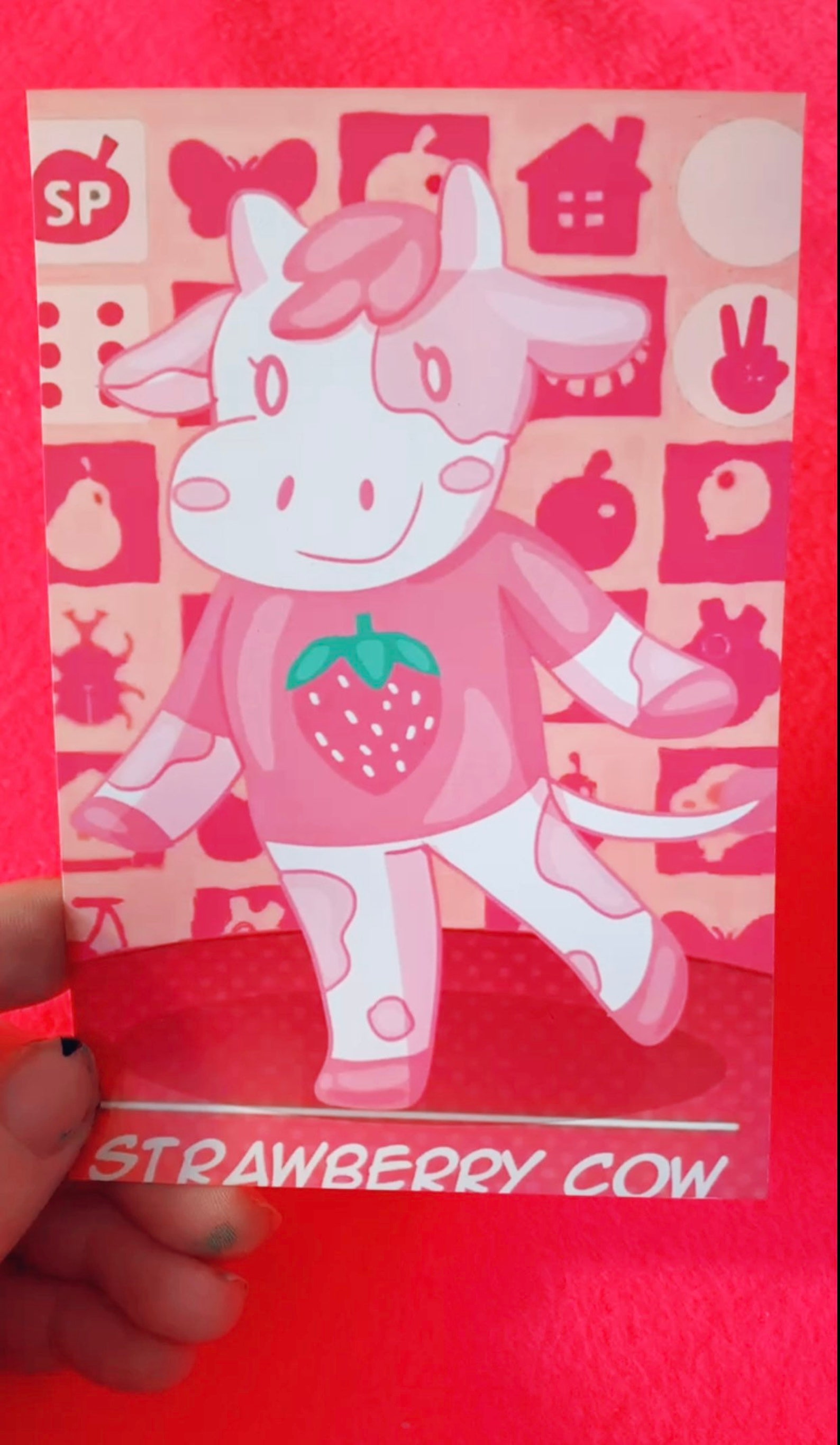Strawberry Cow Animal Crossing Print With FREE Leaf Charm - Etsy