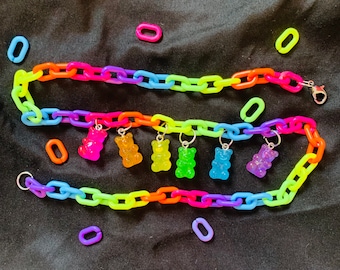 Rainbow Gummy Bear Kandi Chain Necklace
