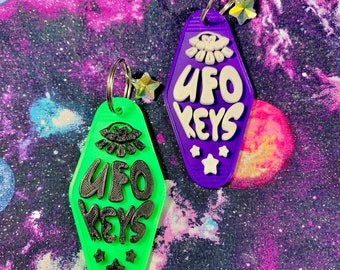 UFO Keys Retro 3D Printed Keychain