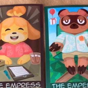 Tom Nook en Isabelle ACNH Tarot Prints met GRATIS Bladcharme