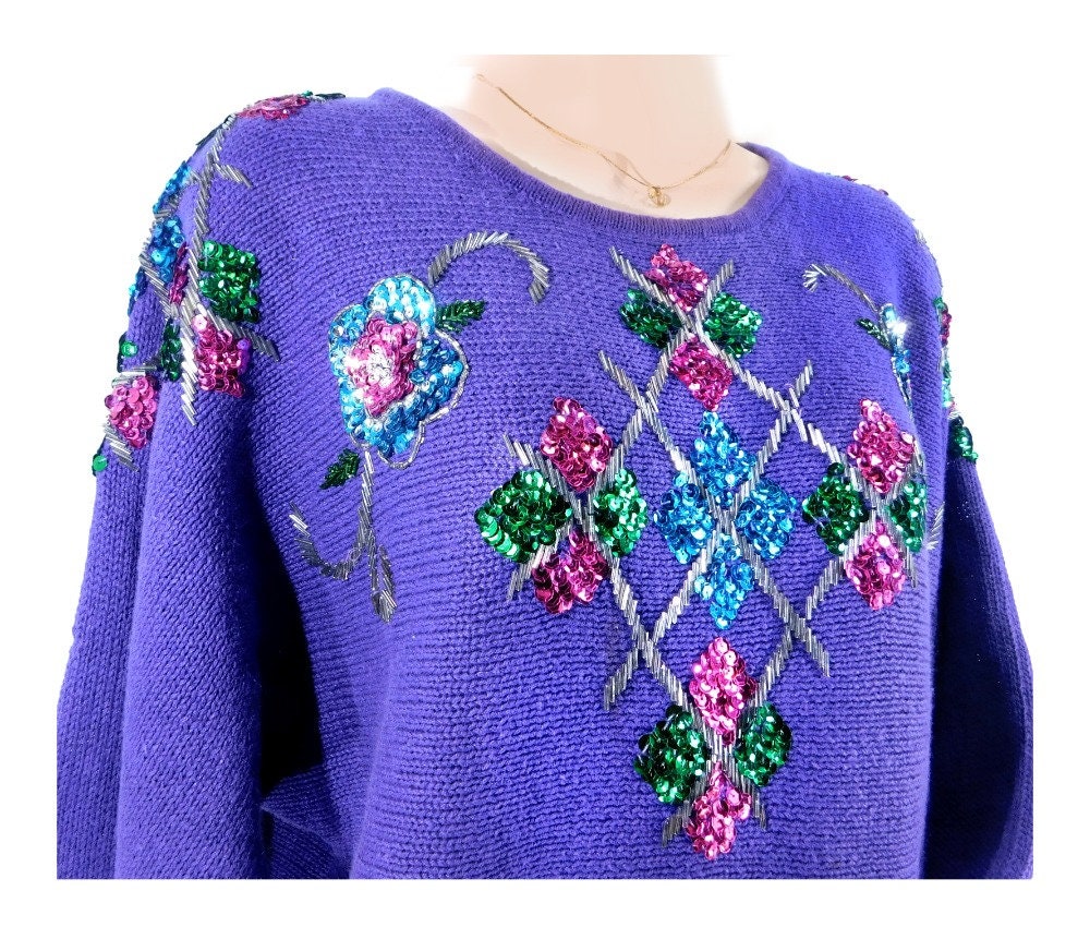 purple sequin sweater