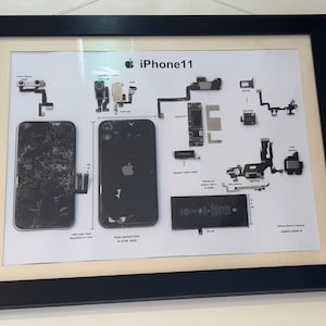 iPhone  Framed Wall Art | Disassembled iPhone | iPhone Teardown Art | Tech Gift | Gift for Him | Framed and Mounted | Deconstructed iPhone