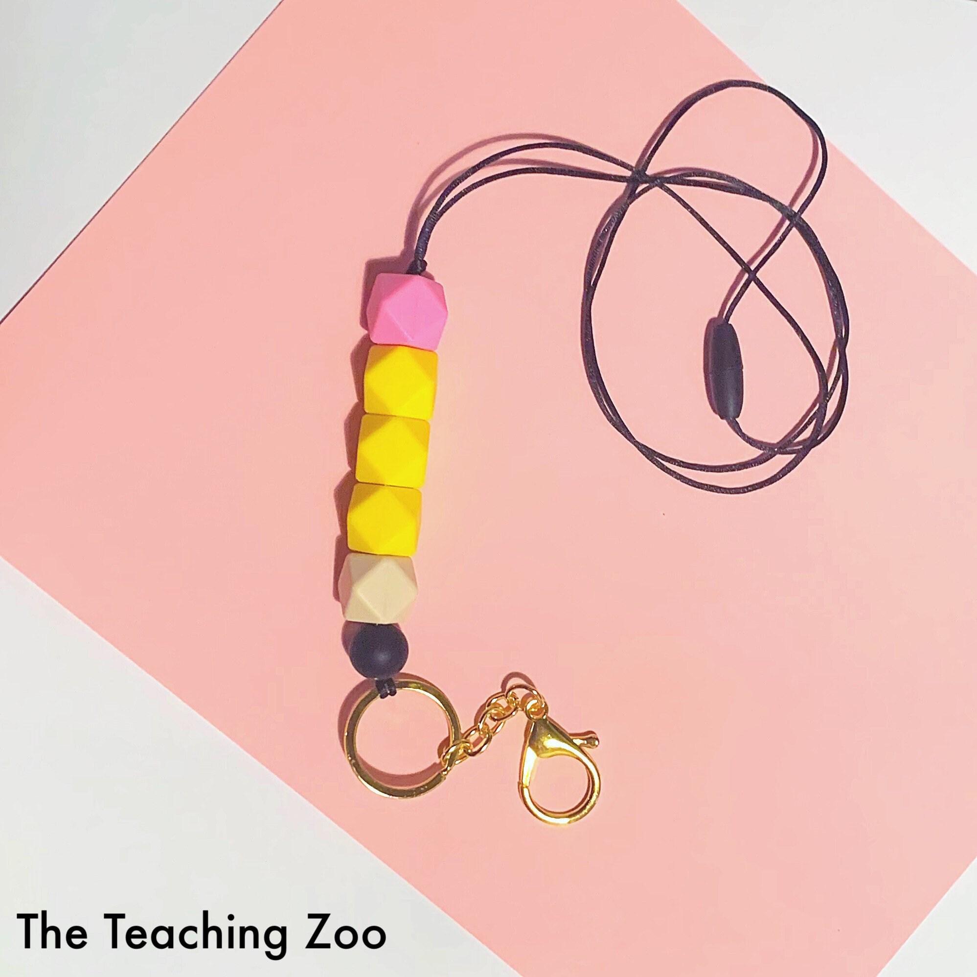 Pencil Teacher Lanyard With Silicone Beads for ID or Badge Etsy