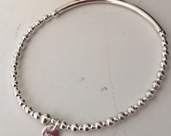 Bracelet tube/Perles en Argent 925 et breloque