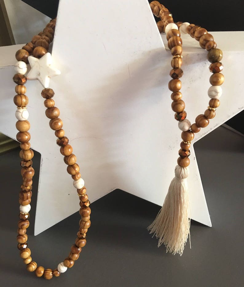 Collier Sautoir Fantaisie Marron - Perles Imitation Culture, Rubans Dentelle, Style Gothique