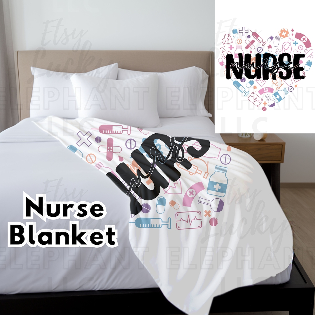 Nurse Minky Blanket soft Fleece Flannel 50x60 60x80 Retro Gift for