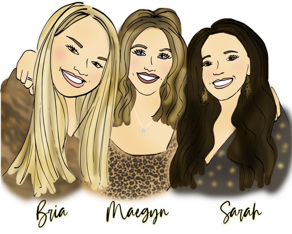 Custom Bff Art 3 Person Etsy Custom Bff Art 3 Person Etsy