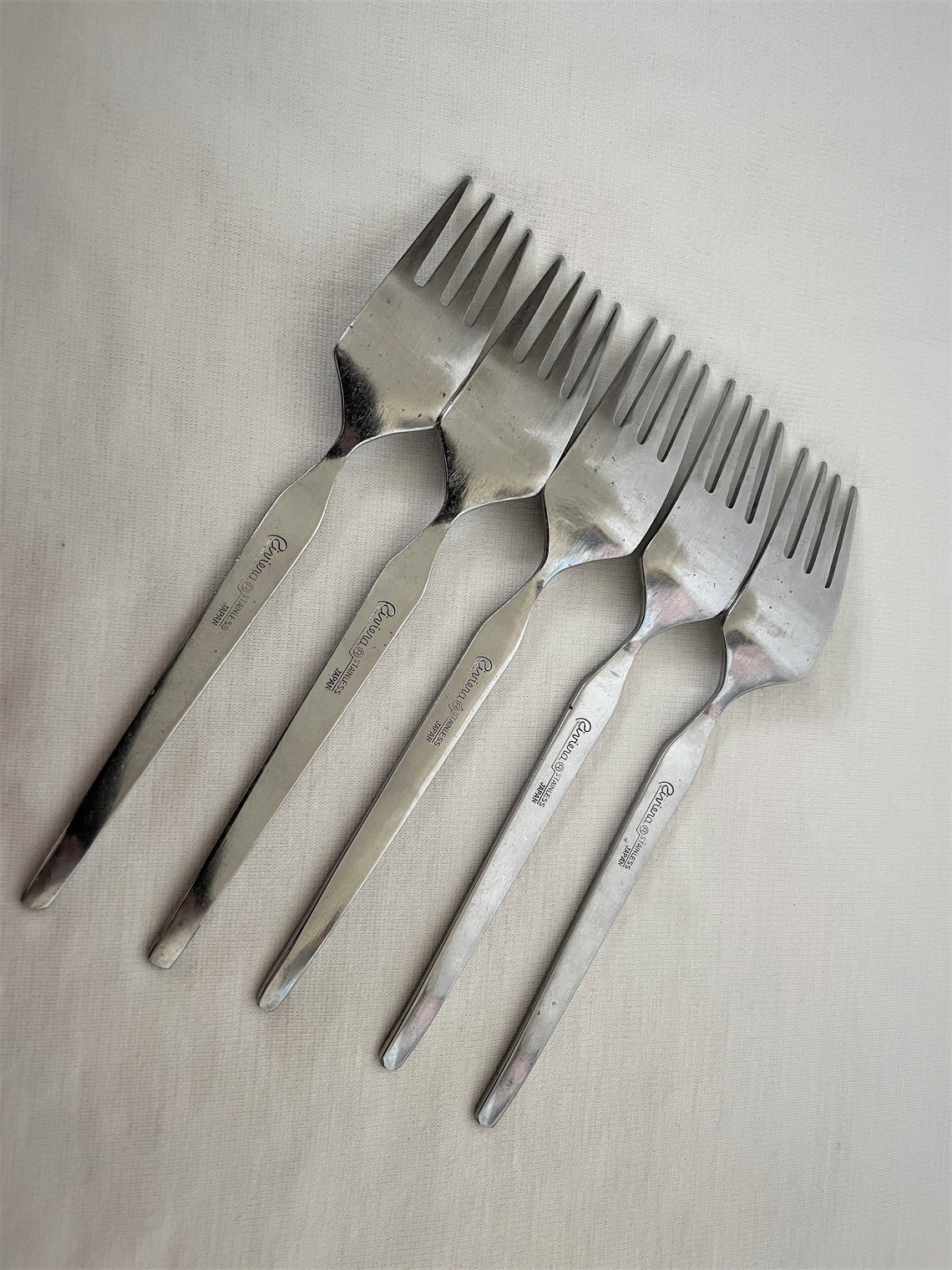 Riviera Stainless Cordova Salad Fork Flatware Set Of 5 Mid Etsy