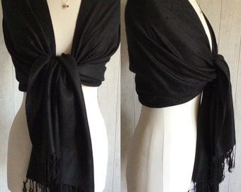 Black Shawl/Black Viscose Pashmina/Black Wrap