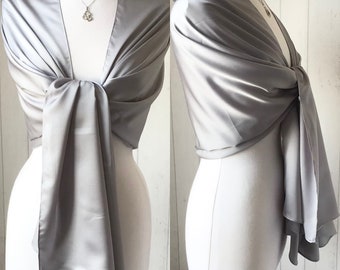 Silver Grey Silk Shawl / Silver Wrap Silk Shawl /Silver Grey Shawl / Grey Silk Wrap / Grey Pashmina / Silver Shawl / Scarf /Wedding