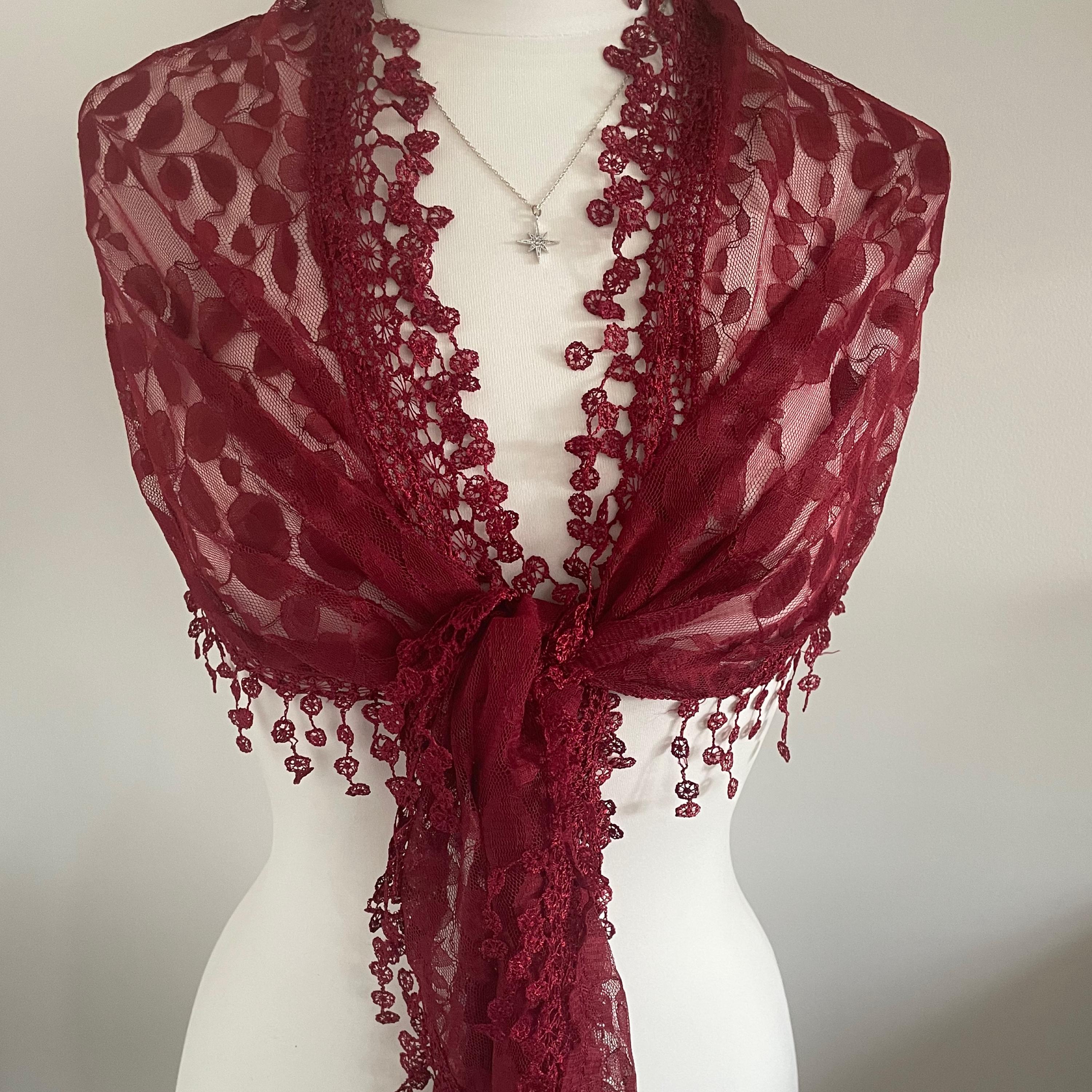 burgundy lace shawl