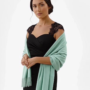 Mintgrüner Pashmina-Schal aus Wollmischung, Hochzeitsschal