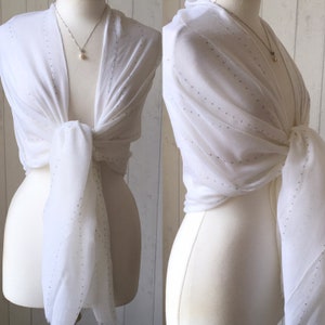 White Pashmina, Pure White Shawl, White Silver Sequins Wrap, Pure White Stripe Shawl, White Wedding Shawl, White wedding, White Bridal Shawl